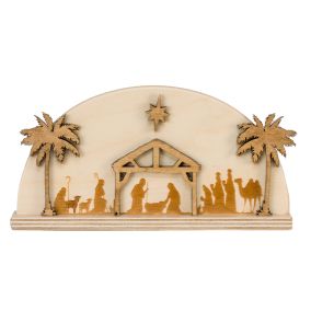 Amish Made Wooden Arched Nativity - 8 Inch - Harvest & Natural