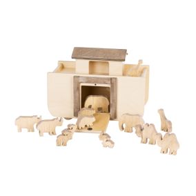 Amish Made Wooden Toy Noah's Ark - Walnut & Natural