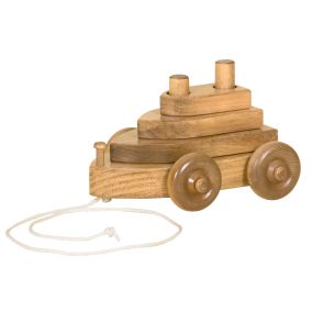 Amish Made Wooden Pull Toy Tug Boat - Harvest