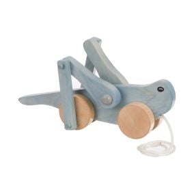 Amish Made Wooden Pull Toy Grasshopper - Baby Blue