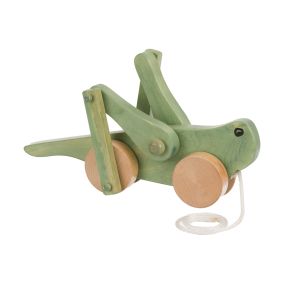 Amish Made Wooden Pull Toy Grasshopper - Green