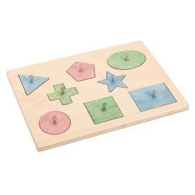 Amish Made Wooden Toy Puzzle Board - Pastel