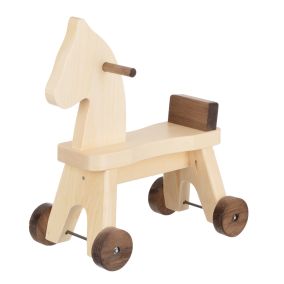 Amish Made Wooden Riding Horse - Walnut & Natural