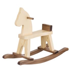 Amish Made Wooden Riding Rocking Horse - Walnut & Natural