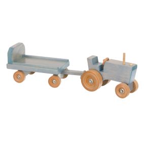 Amish Made Wooden Toy Tractor & Wagon - Baby Blue