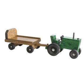 Amish Made Wooden Toy Tractor & Wagon - Green