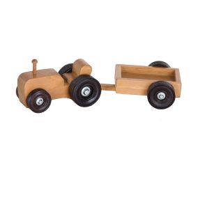 Amish Made Wooden Toy Small Tractor & Wagon - Harvest