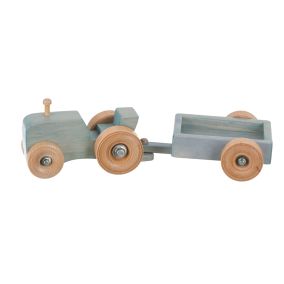 Amish Made Wooden Toy Small Tractor & Wagon - Baby Blue