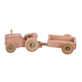 Amish Made Wooden Toy Small Tractor & Wagon - Rose