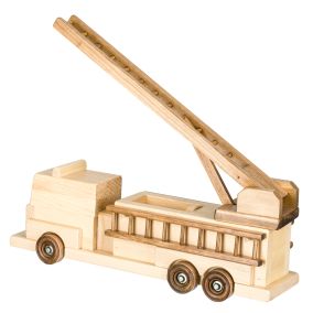 Amish Made Wooden Toy Fire Truck - Natural