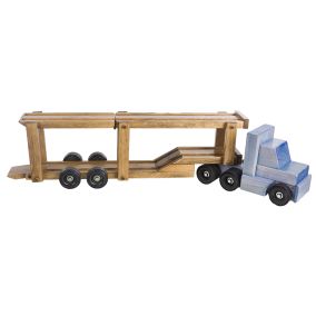Amish Made Wooden Toy Car Carrier w/ 6 Cars