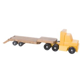 Amish Made Wooden Toy Low Boy Truck - Yellow