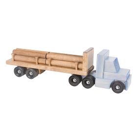 Amish Made Large Wooden Toy Log Truck - Baby Blue