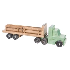 Amish Made Large Wooden Toy Log Truck - Green