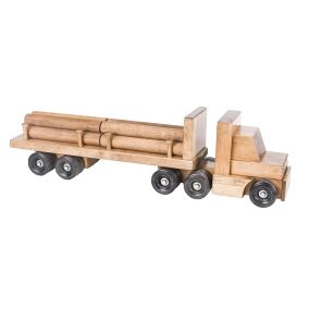 Amish Made Large Wooden Toy Log Truck - Harvest