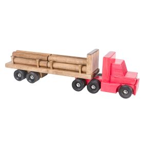 Amish Made Large Wooden Toy Log Truck - Red
