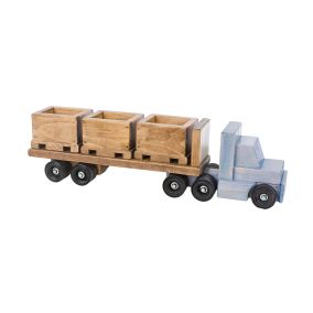 Amish Made Wooden Toy Flatbed Skid Truck with Crates - Baby Blue