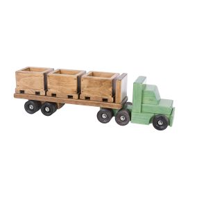 Amish Made Wooden Toy Flatbed Skid Truck with Crates - Green