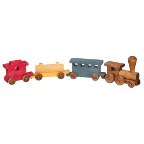 Amish Made Wooden Toy Train - Red & Yellow & Blue