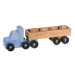 Amish Made Small Wooden Barrel Truck - Baby Blue