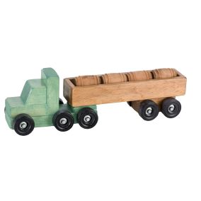 Amish Made Small Wooden Barrel Truck - Green