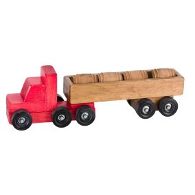 Amish Made Small Wooden Barrel Truck - Red