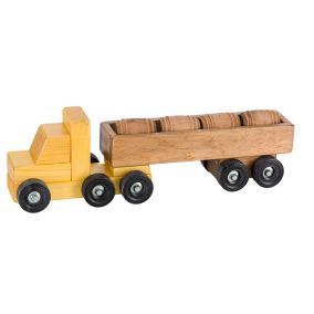 Amish Made Small Wooden Barrel Truck - Yellow