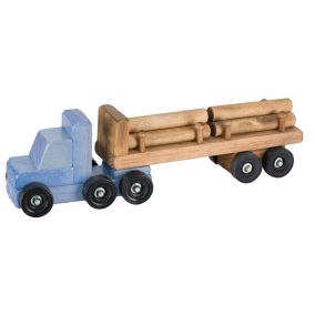 Amish Made Small Wooden Log Truck - Baby Blue