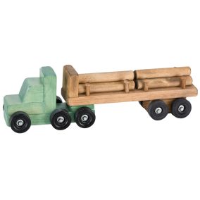 Amish Made Small Wooden Log Truck - Green