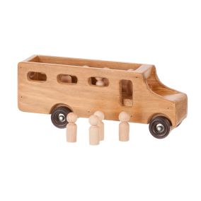 Amish Made Small Wooden Toy School Bus - Harvest