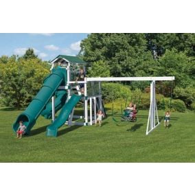 Amish Made Backyard Playstation Split Level Vinyl Swing Set Model 225