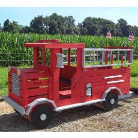 #400 Fire Truck Playground Set Stained Red, Gray, & Black