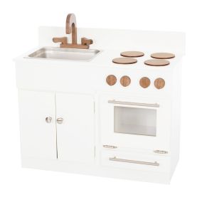 Amish Made Kids Wooden Sink & Stove Play Set - White & Harvest