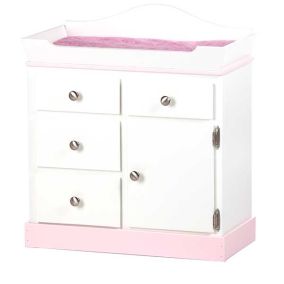 Amish Made Wooden Play Furniture Changing Table - White & Pink