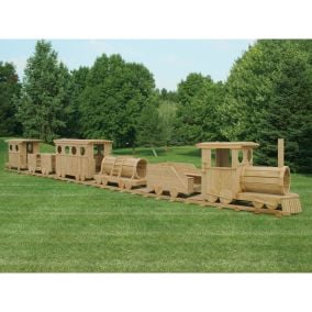 Amish Made 45 ft Long Wooden 6 Piece Train Playground Set