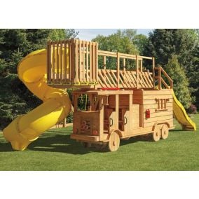 Amish Made 13x4 ft Wooden Ladder Fire Truck Playground Set