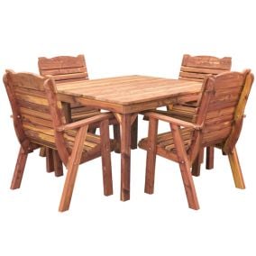 Amish Made Cedar Casual Dining Table Set w/ 4 Straightback Chairs