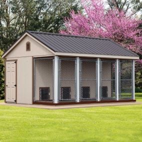 Commercial Grade 4 Run 12x16ft Dog Kennel with Feed Alley