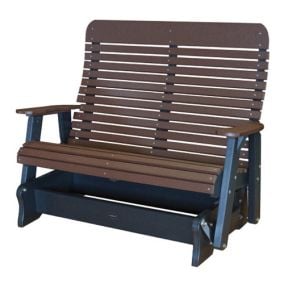 Amish Made Poly Signature Double Glider in Tudor Brown on Black