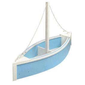 Amish Poly Outdoor Sailboat Planter Box - Powder Blue and White