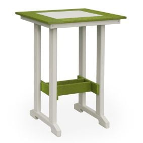Amish Polywood Great Bay Square Patio Bar Table - Gray and Lime Green