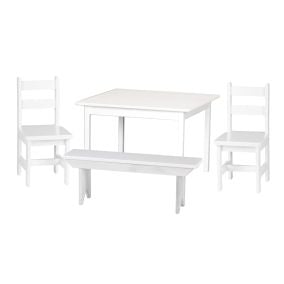 Amish Made Kid’s White Table Set with 2 Chairs and 1 Bench