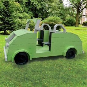 Amish Made Convertible Car playground Set - Shown in Lime Green Stain with Gray Trim