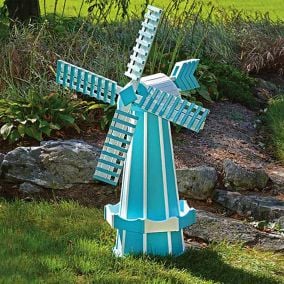 Amish Made Large Poly Windmill - Aruba Blue and White