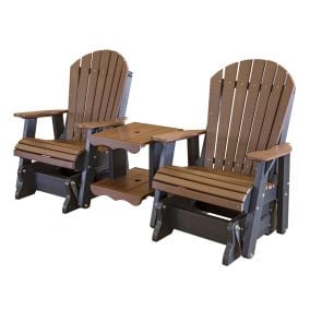 Polywood Double Glider Settee - Tudor Brown on Black