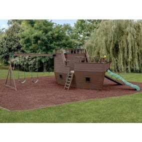 Amish Made Brown Pirate Ship Playground Swing Set