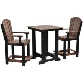 Amish Made Poly Heritage 3 Piece Patio Set - Tudor Brown on Black