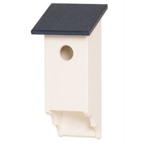 Amish Poly Post Mount Bluebird House White With Patriot Blue Roof