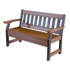 Polywood Garden Bench - Tudor Brown on Black