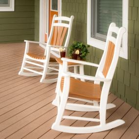 Amish Poly High Tide Porch Rocker - White and Cedar